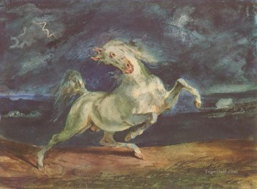  Sturm Galerie - Eugene Delacroix Pferd erschreckt von einem Sturm 1824 1